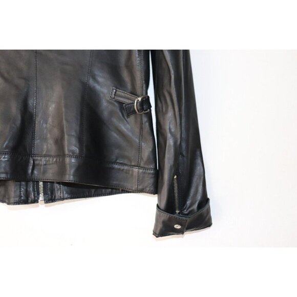 Lamarque Women's Size Small Black Jacket Leather Full Zip Motorcycle Short Coat - Picture 6 of 8